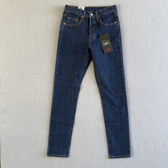 Levi's 501 Skinny Jeans Womens Size 24 Dark Wash Premium Denim New with Tags - Picture 1 of 9